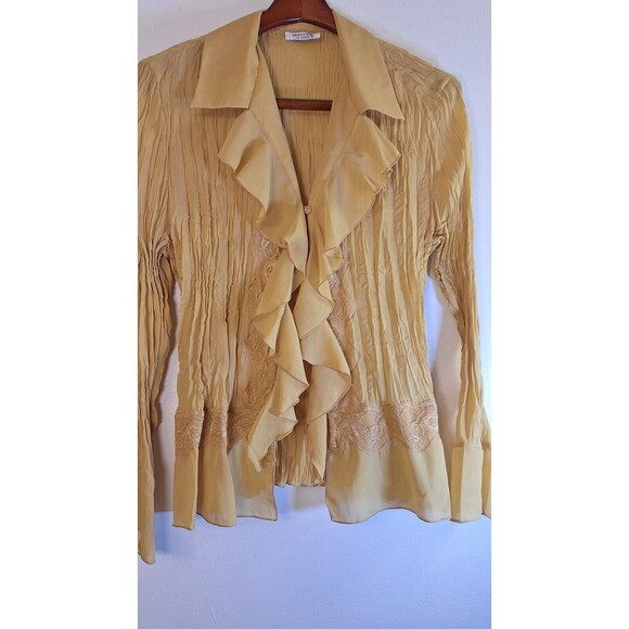 Vtg DRES-U-II Y2K Crinkle Ruffle Lace Blouse Sz 1x Fits Sz Large Fairycore Boho - Picture 5 of 12